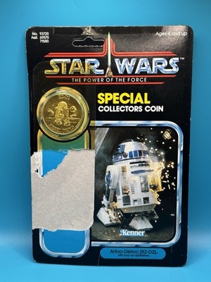 1984 Vintage Kenner Star Wars POTF R2-D2 Pop Up Saber Cardback & Coin Sealed