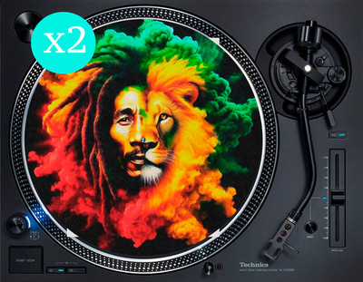 Bob Marley Rasta Lion Reggae Jah 12'' Plattenspieler DJ Slipmats Vinyl Technik (PAAR)