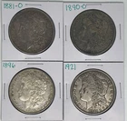 1881-O 1890-O 1896 1921 Morgan Dollar Lot of 4