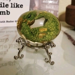 Dragon Resin Egg Figurine on Metal Stand Fantasy Decorative Collectible