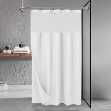 White Stall Waffle Shower Curtain Snapin Liner Hooks Set 54x78 Inch