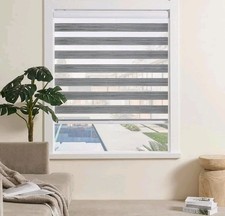 Cordless Zebra Blinds for Indoor Windows Free-Stop Zebra Shades Dual Layer Light