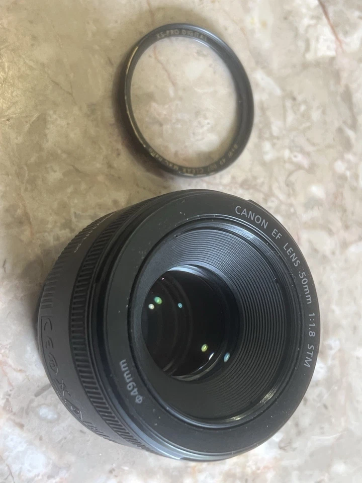 Canon EF 50mm f/1.8 1:1.8 STM DSLR Lens W/ B+W Filter Clean Optics - Image 2 of 4