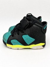 Nike Air Jordan 6 Retro Toddler Size 6C Black Turquoise Volt Sneakers Used
