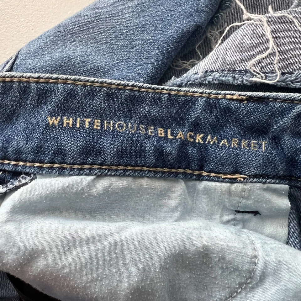 Pantalones cortos vaqueros White House Black Market para mujer 2 (30 cinturas) azules bordados florales Foto 4 de 4