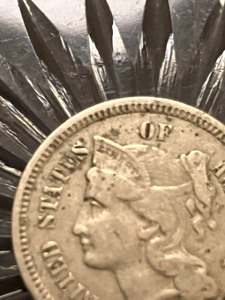 Beautiful, 1881 Nickel Three Cent Piece, Philadelphia Mint, V Fine-Ex Fine Cond - Image 4 of 4