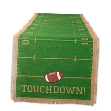  Football Decorations for Home & Kitchen Table Runner, 14x74" Jute Turf Field