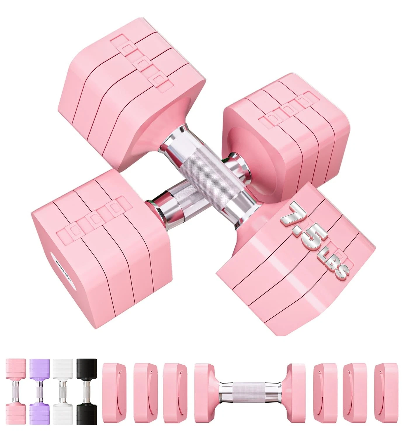 15LBS Adjustable Dumbbells Sets, 4 in 1 Free Weight Dumbbell Sets for Women M...