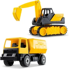 Tonka Steel Classics Giga Series Dump Truck & Excavator 2-Pack Toy Turck Playset