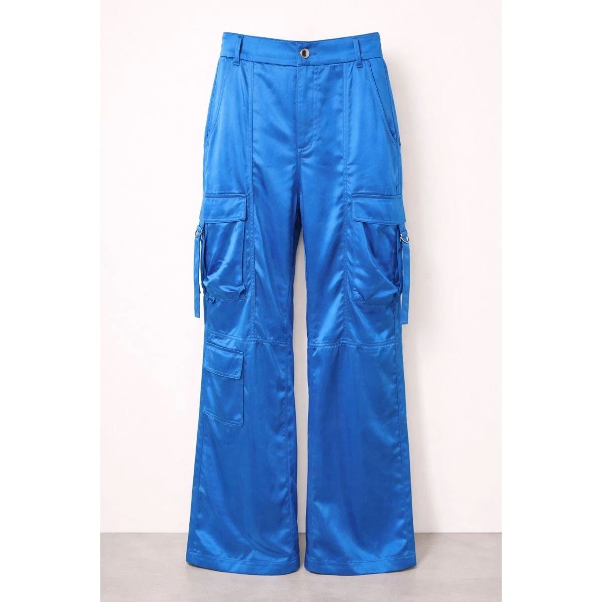 NWT Gianni Bini Satin Capri Blue Cargo Pants Utility Style Medium Streetwear