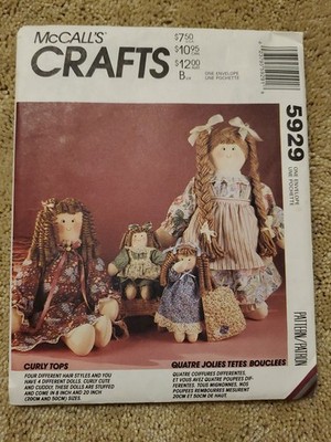 McCall's Crafts Curly Top Dolls Sewing Pattern 5929 8'' and 20'' Dolls FF 