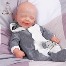 15" Newborn Sleeping Boy Full Body Silicone Realistic Handmade Reborn Baby Doll