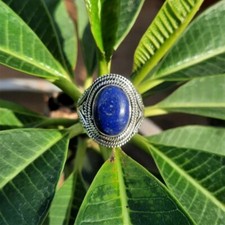 Handmade 925 Sterling Silver Genuine Lapis Lazuli Gemstone Women Ring
