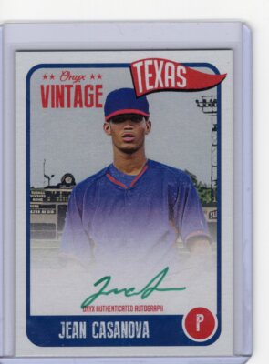 JEAN CASANOVA 2020 Onyx Vintage Green Ink Autograph  /50 !!  Texas Rangers !!
