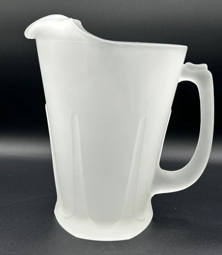 Vintage Tiara Indiana Glass Frosted Satin Glass Pitcher With Ice Lip