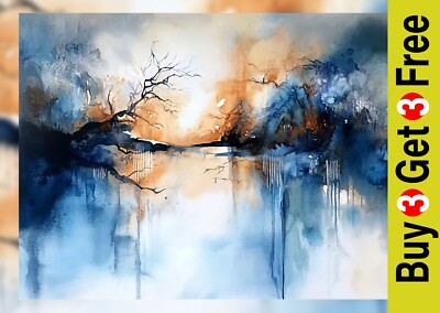 Mystische See-Reflexion 5''x7'' Druck auf mattem Papier | verträumte abstrakte Landschaft