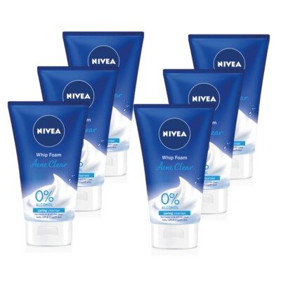 6x100ml Pearl Foam Nivea White Oil Clear Caring Whip Whitening Clean Facial Face
