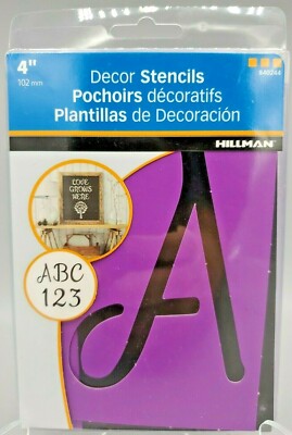 Hillman 4 inch Script Reusable Decor Stencils #840244 Letters Numbers 