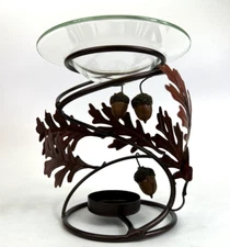 Partylite Falling Leaves Fragrance Warmer 2011 P91102 Metal Leaves Acorn Retired
