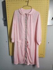 Movie Star Pink Nylon Peignoir Set Robe Nightgown 1970s Sz Medium Vintage