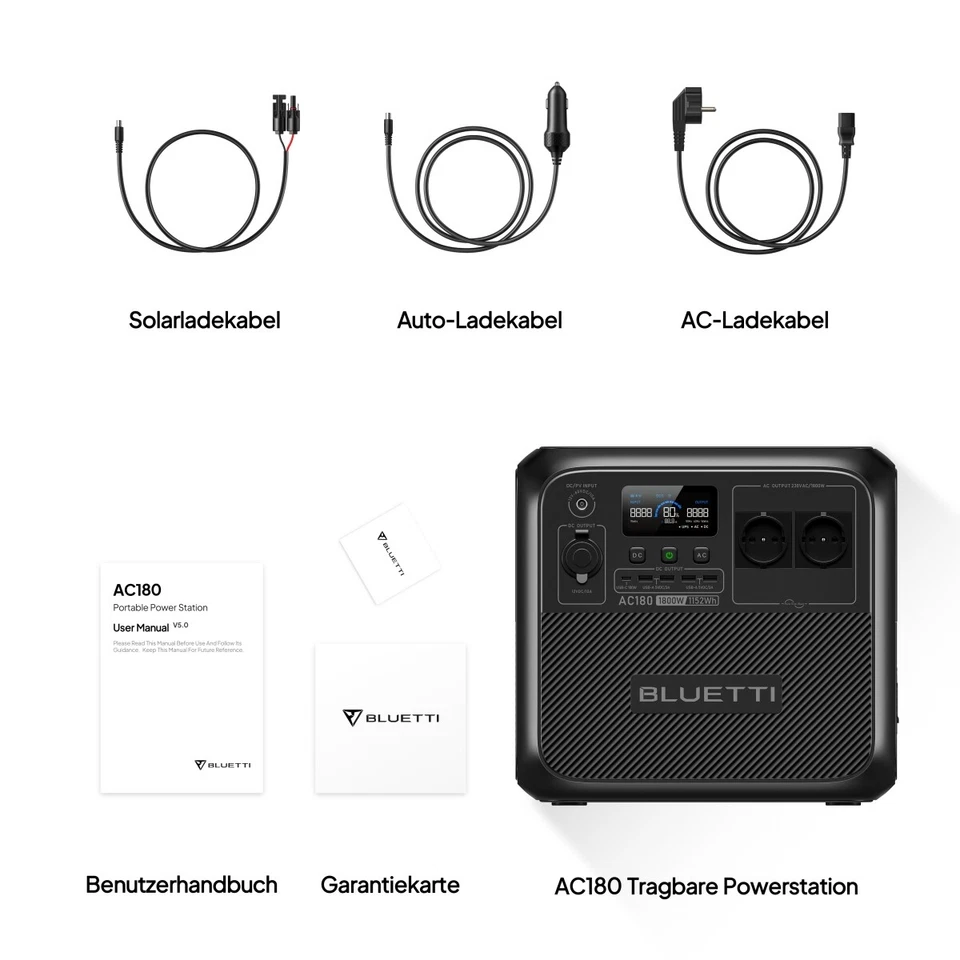 BLUETTI AC180 Powerstation 1800W AC Stromgenerator Solarspeicher 1152Wh LiFePO4 - Bild 4 von 4