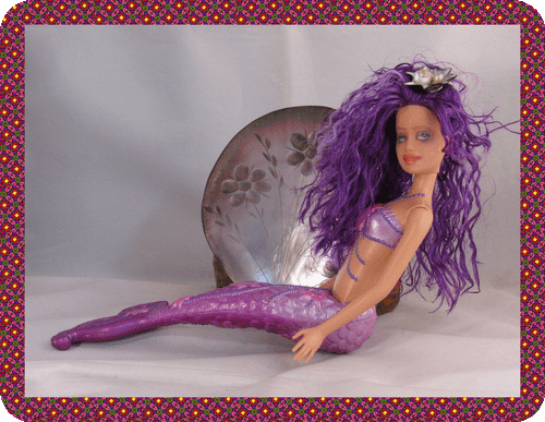 OOAK Barbie Mermaid Sirena Fantasy Donutz Repaint Doll Custom Faceup Purple Hair - Picture 3 of 8