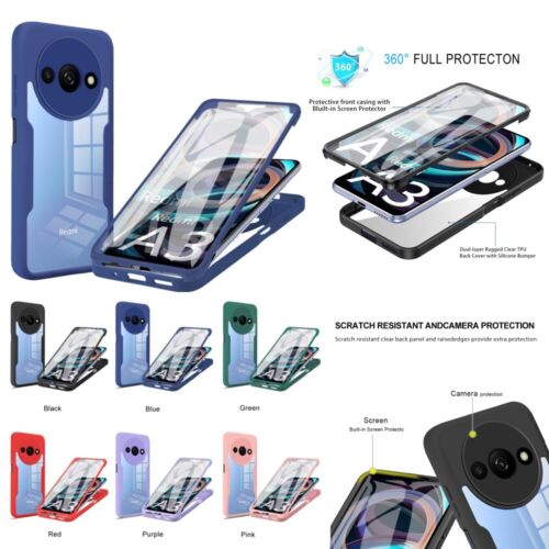 For Xiaomi Redmi A3 2024 Full Case Rugged Phone Cover Built-in Screen Protector
