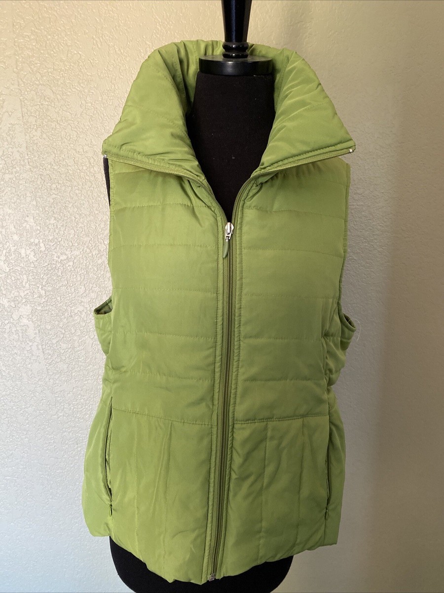 Kenneth Cole Womens Down Fill Vest Size Large Sage Green Puffer