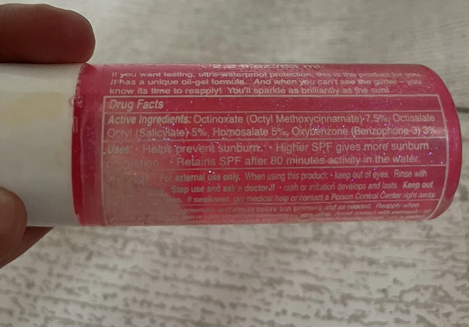 Vintage Sungirl Brand Pink Glitter SPF 30 Waterproof UVA Gel Sun Protect NOS - Image 4 of 4