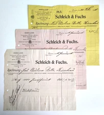 3x Old Invoice Schleich & fuchs 1910 Engros Lager