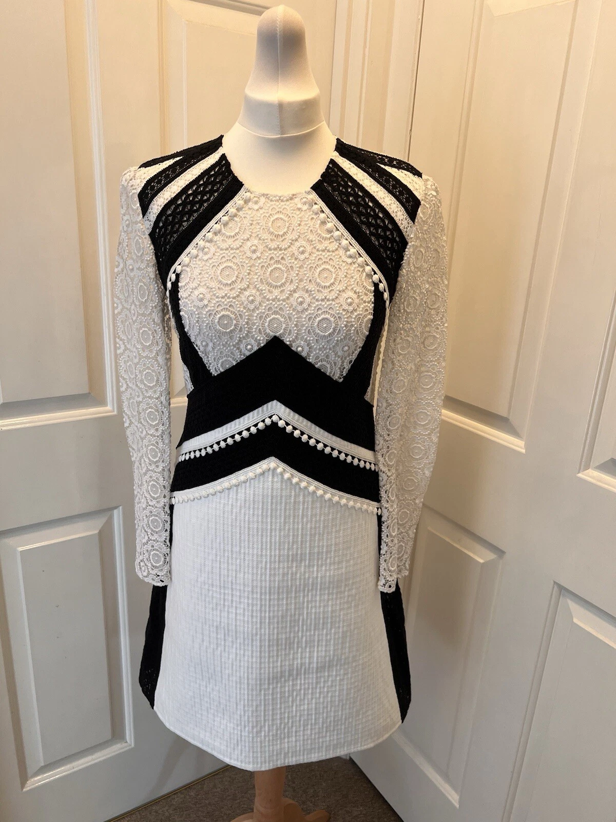 Abito cricca PRELOVED BURBERRY PRORSUM $2995 passerella cotone pizzo UK 10 IT 42