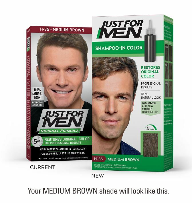 JUST FOR MEN Shampoo in Color Hair Color Medium Brown H-35 kit / 3-Packs