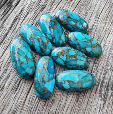 Natural Blue Copper Turquoise Long Oval Shape Cabochon Gemstone 5x10mm-10x20mm