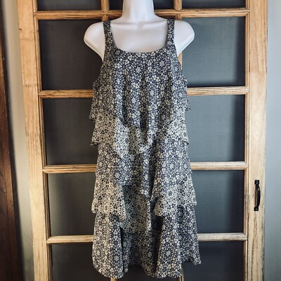 Robbie Bee Dress Women's Size 8 18x36 Blue Geometric Floral Ruffled Tiers  BOHO | eBay