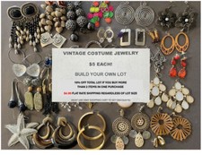 VTG PIERCED EARRINGS MAKE YOUR OWN LOT MCM CHUNKY RHINESTONE 1 AND UP  B 