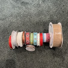 Lot de ruban 1 grande bobine de ruban toile de jute, plus 11 bobines rubans ouverts R9