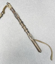 Vintage Antique Russian Caucasian Silver Niello Horse Bull Riding Whip Crop Old