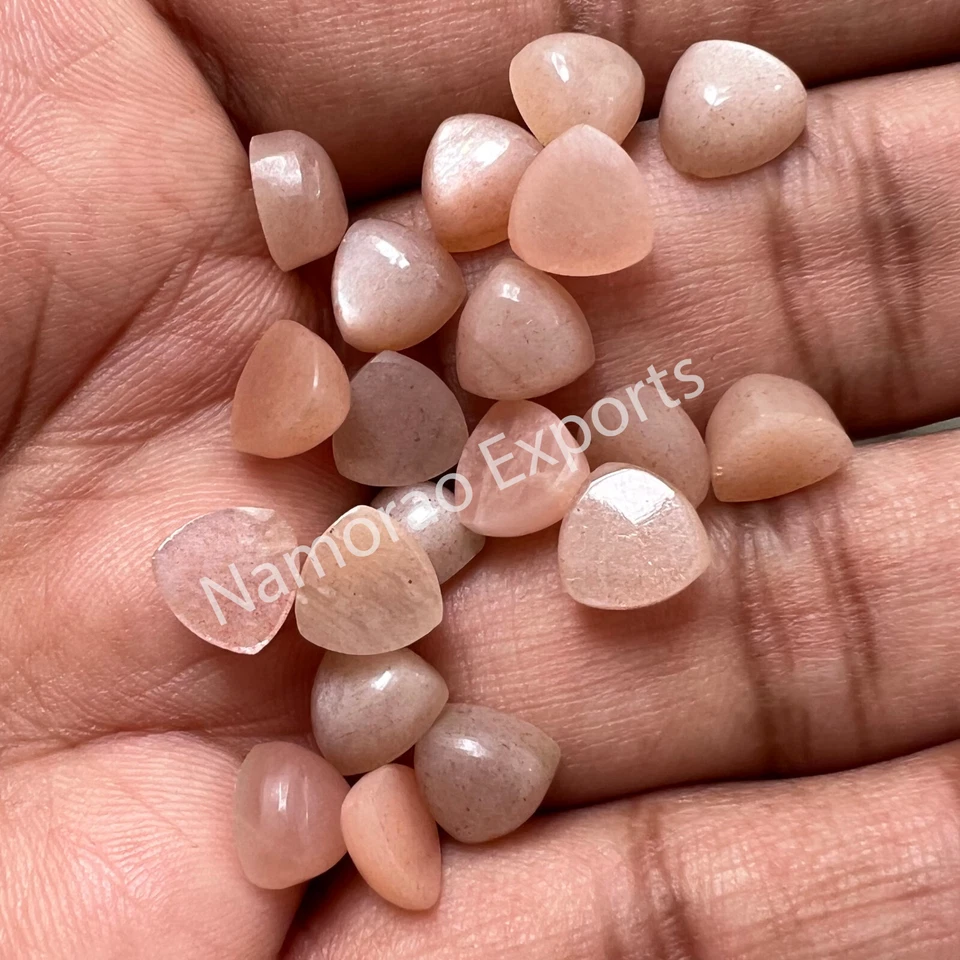 Natural Peach Moonstone Trillion 6x6 mm to 20x20 mm Cabochon Loose Gemstone Lot - Image 4 of 4