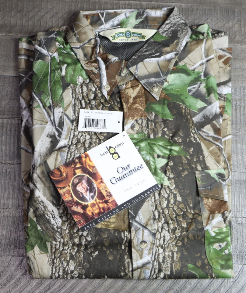 Bob Allen 141K Mens Short Sleeve XL Hardwood Green Camo Button Down 14089 - Image 4 of 4
