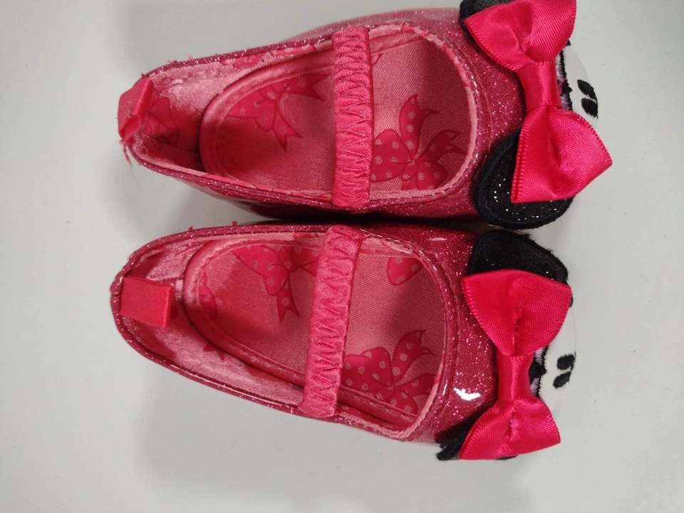 Sapatos infantis Disney Minnie Mouse rosa brilho bebê menina tamanho 0-6 meses - Imagem 3 de 4