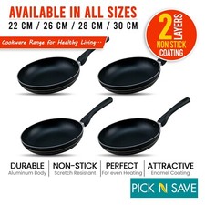 Non Stick Frying Pan Aluminium Teflon Black Coated Dishwasher Safe - For Gas 