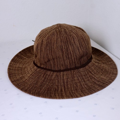 Free People Floppy Brim Hat Brown Knit Boho Sun Hat Beach Vacation - Picture 2 of 6