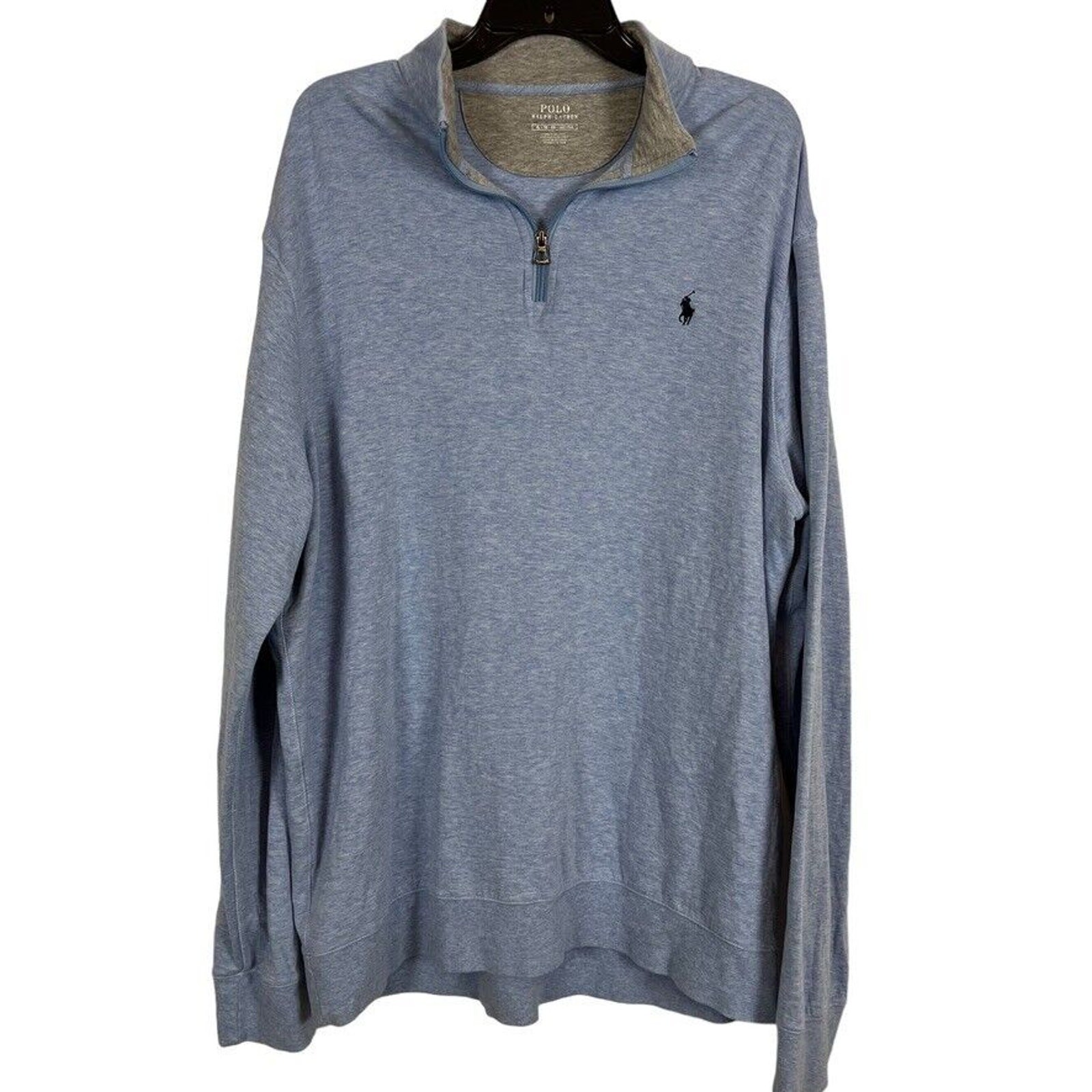 Polo Ralph Lauren uomo manica lunga blu 1 4 zip pony logo felpa giacca XL