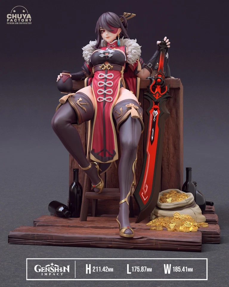 PAINTED Beidou from Genshin Impact 3Dprint resin STATUE/FIGURE - Image 2 of 4