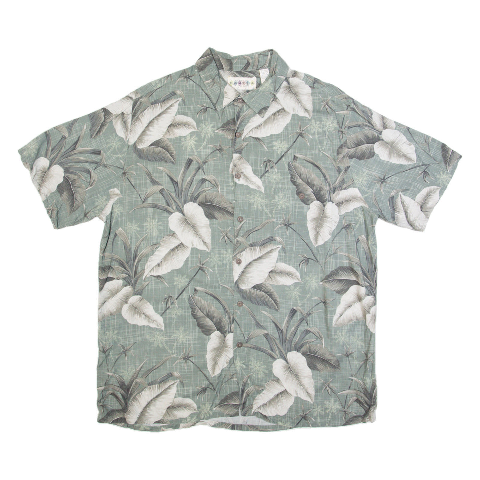 Camisa Hawaiana Vintage CAMPIA Para Hombre Verde Floral De Los 90 L