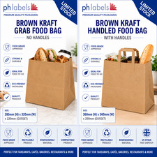Brown Kraft Food Bags | Grab Bags | Carrier Bags | Takeaway | Food To Go | Eco