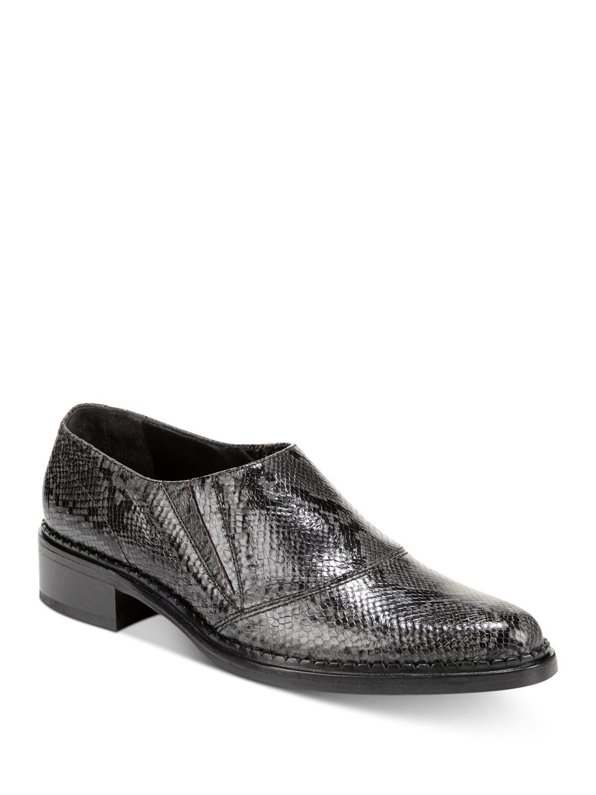 VINCE Womens Black Snake Skin Print Delmar Almond Slip On Leather Loafers 65 M 34190₽