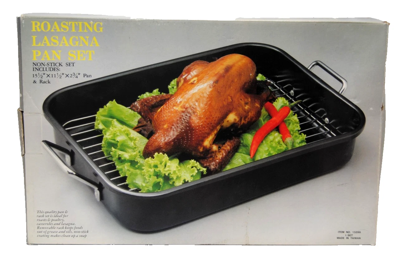 Roasting Lasagna Non-Stick Pan Set with Rack 15.5" x 11.5" x 2 3/4" New T2687