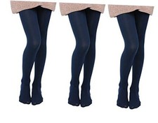 3 Pairs Pack Girls Microfiber Tights Multiple Colors 4-6 Years Navy