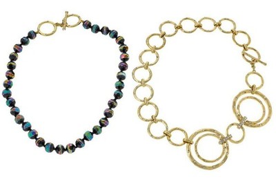 Heidi Daus Convertible 2 Piece Necklace Set - Clear/Jet Rainbow -39'' New Wave
